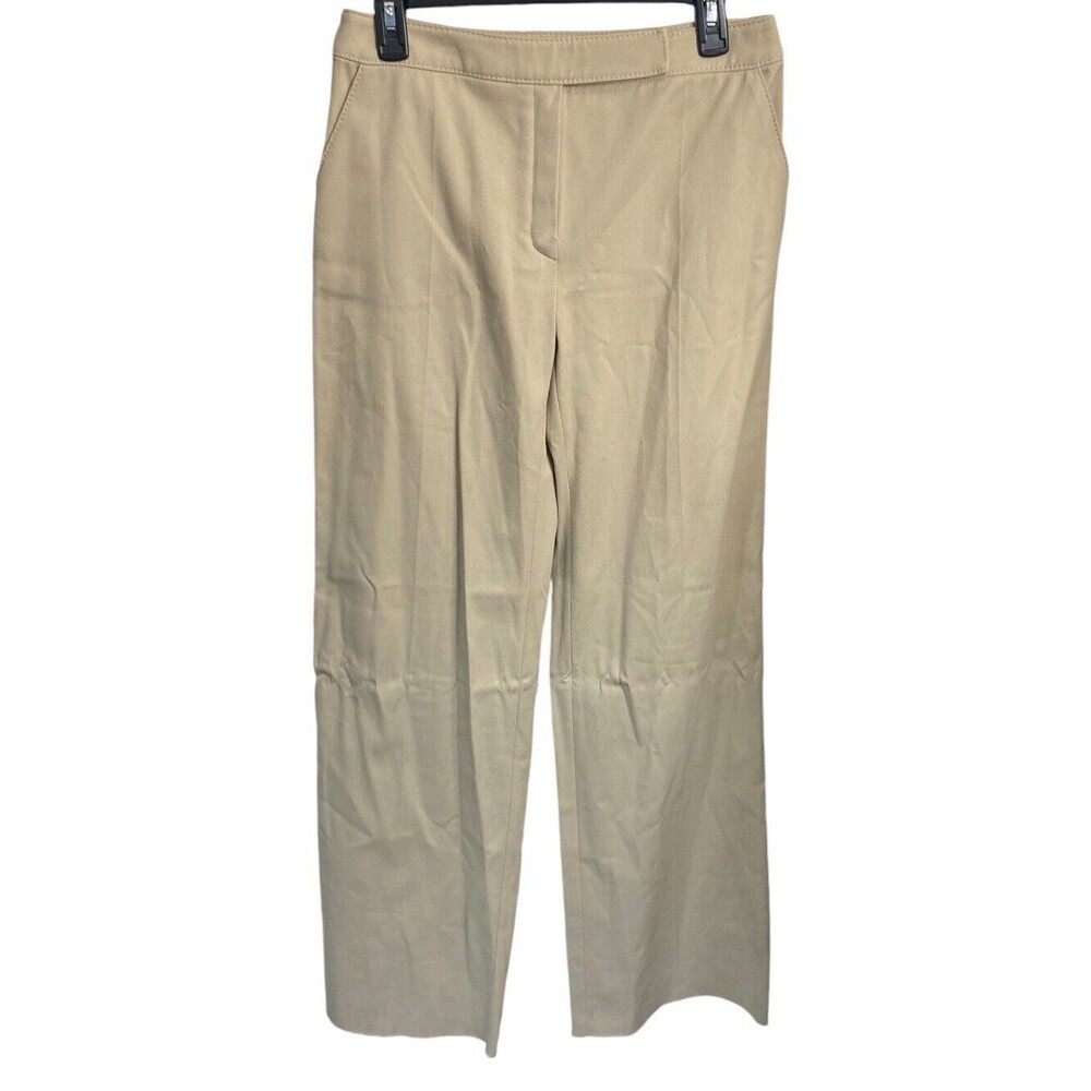 Valentino Wide Leg Women’s Dress Pants‎ Beige Size 10 Diagonal Ribbed Luxury